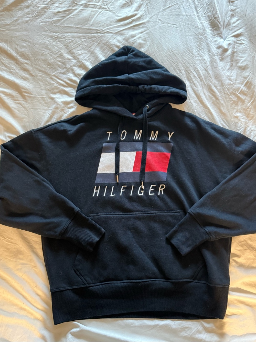 Tommy Hilfiger Women’s Black Logo Hoodie Sweatshirt